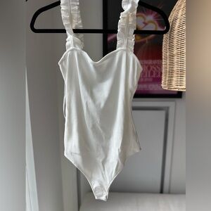 NWT Honey Punch Ribbed White Bodysuit